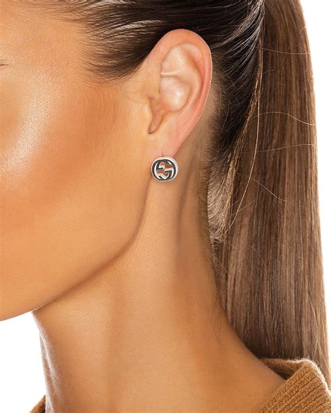 silver gucci earring|Gucci interlocking earrings silver.